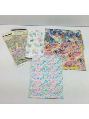 VTG Pattern Tissue Paper Present Gift Wrapping Baby Shower Gender Reveal Toys